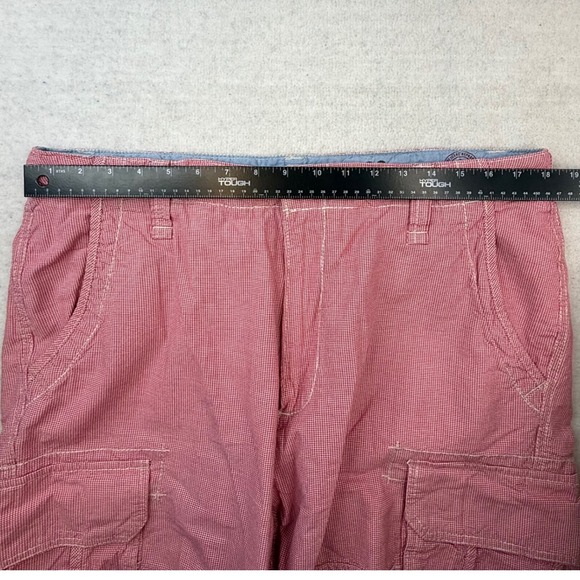 Nautica Co Mens Red Wh Gingham Cargo Shorts Cotton 36 preppy coastal gorpcore - Picture 5 of 10